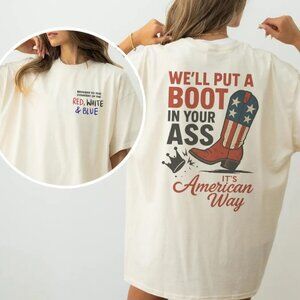 Brought To You Courtesy Of The Red, White and Blue Shirt, It's American Way Tee